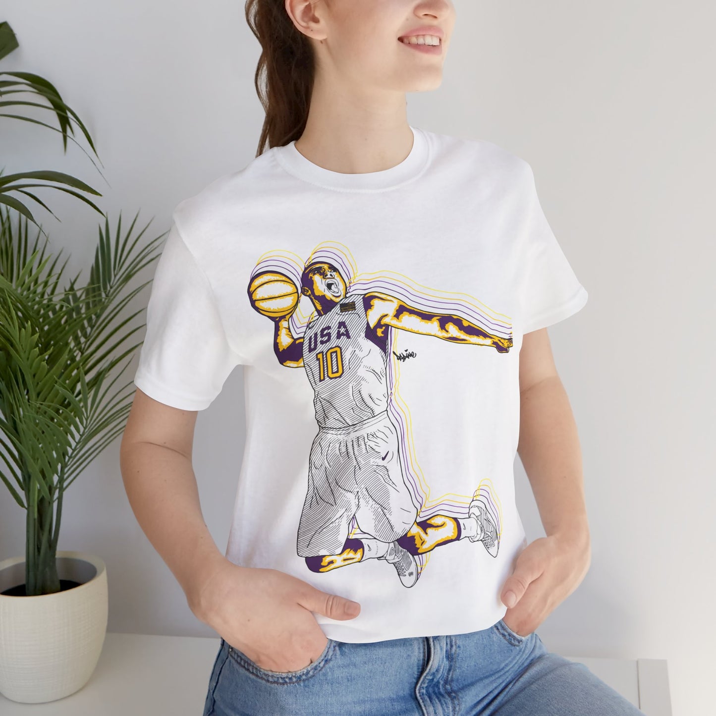 Olympics Spirit! Vintage Basketball Graphic Tee - USA Dunk Design for Sports Enthusiasts