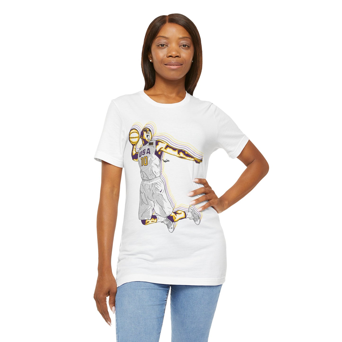 Olympics Spirit! Vintage Basketball Graphic Tee - USA Dunk Design for Sports Enthusiasts